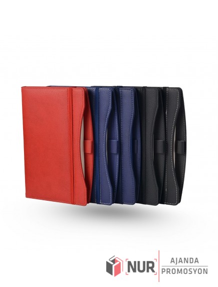 Kalem Tutacaklı Lastikli Termo Deri 13x21 cm Promosyon Tarihsiz Defter